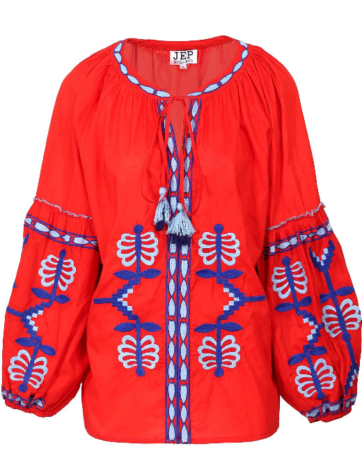 STRAWBERRY SILK BLOUSE