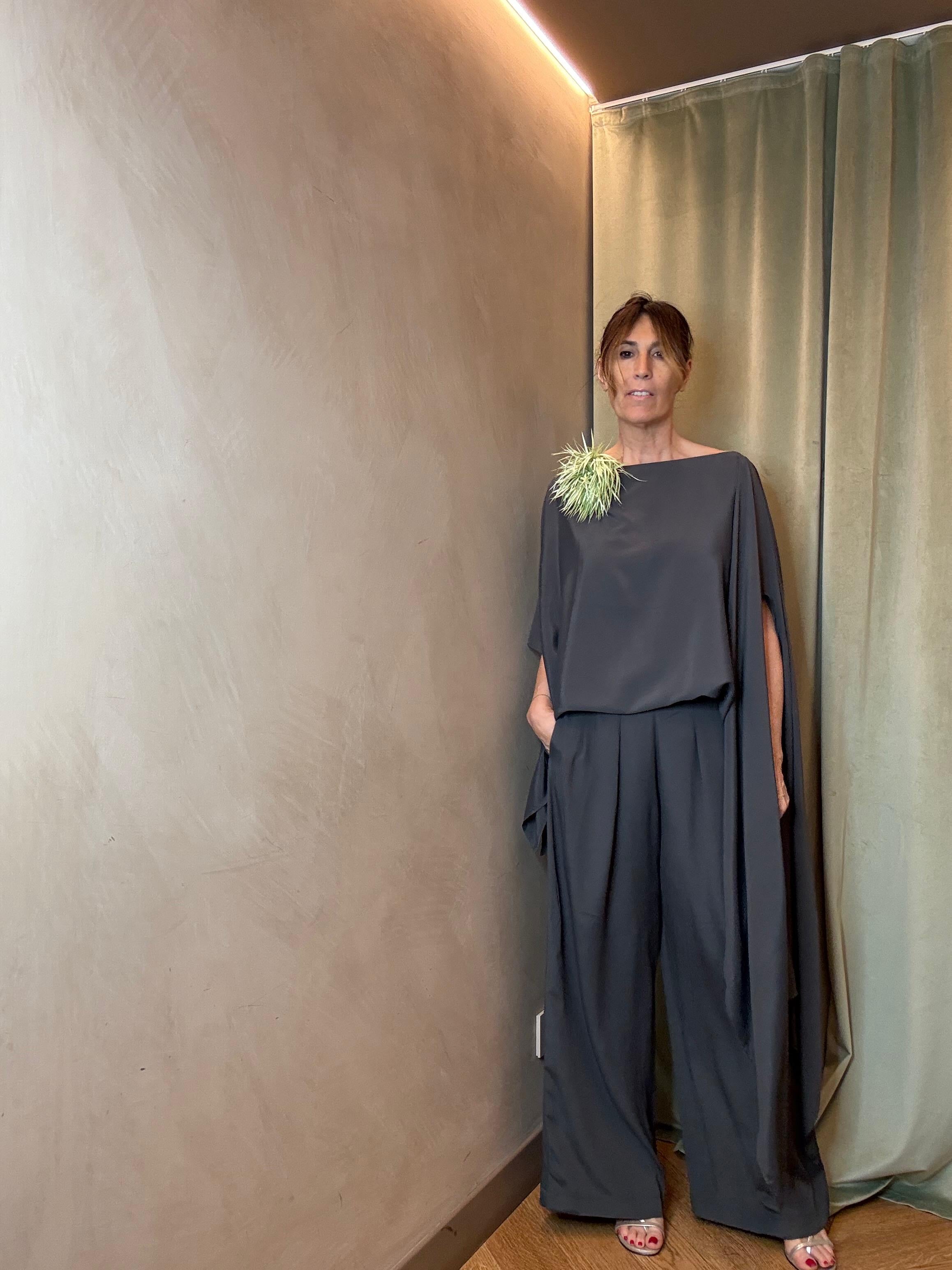PANTALONE SETA GRIGIO SCURO
