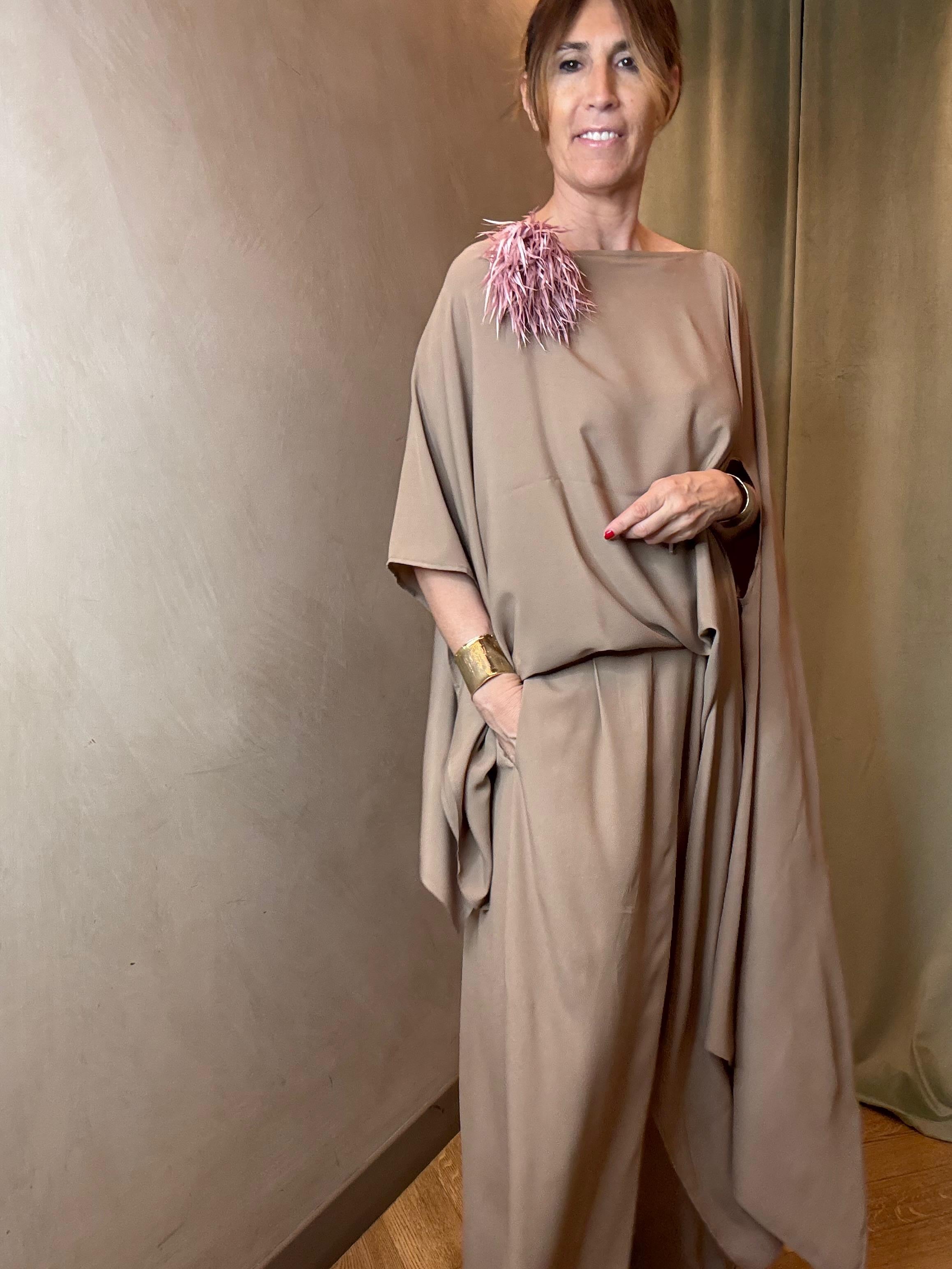 BLUSA SETA SABBIA