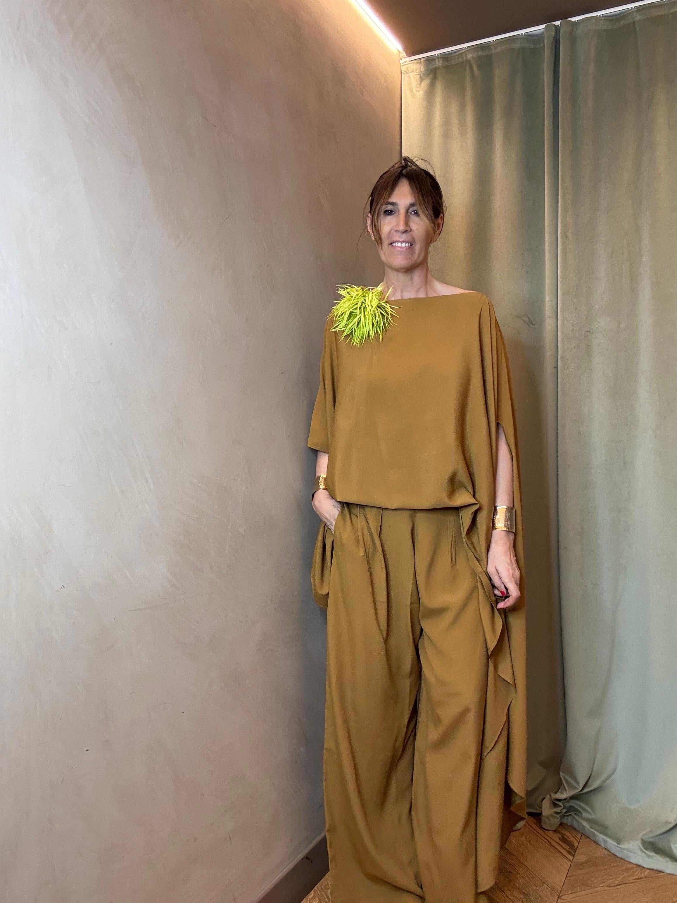 PANTALONE SETA SENAPE