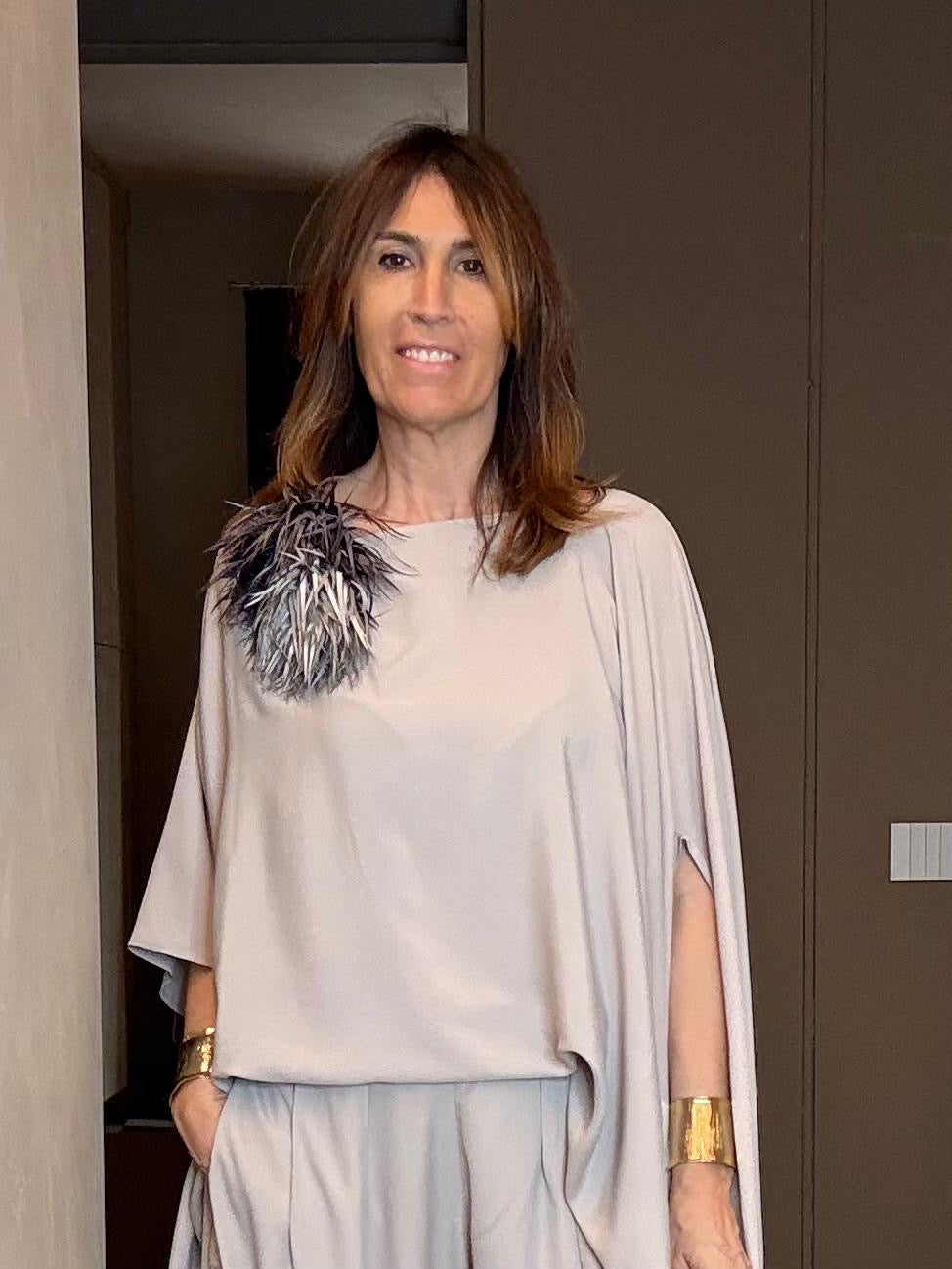 BLUSA SETA GRIGIO CHIARO