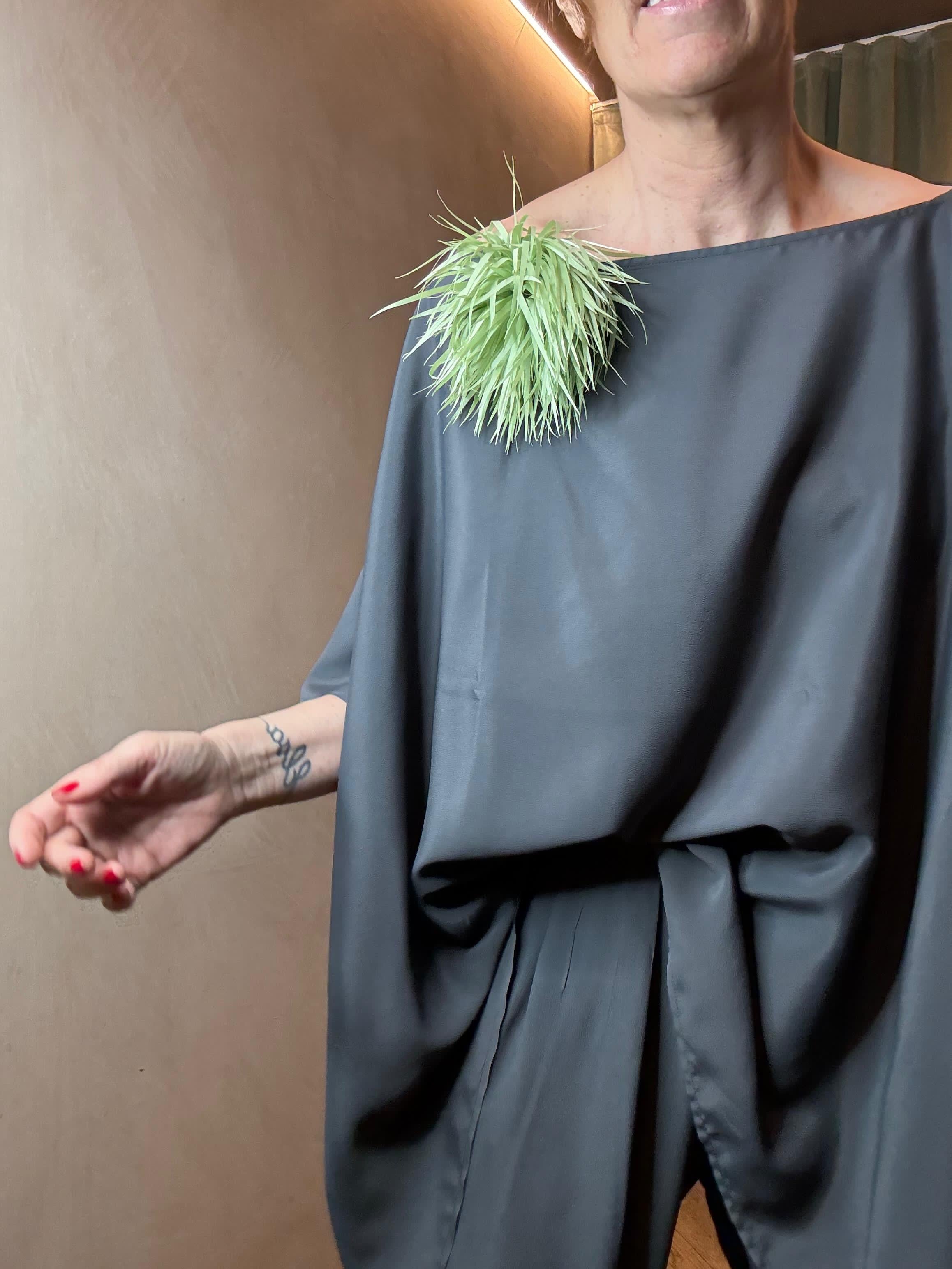 BLUSA SETA GRIGIO SCURO