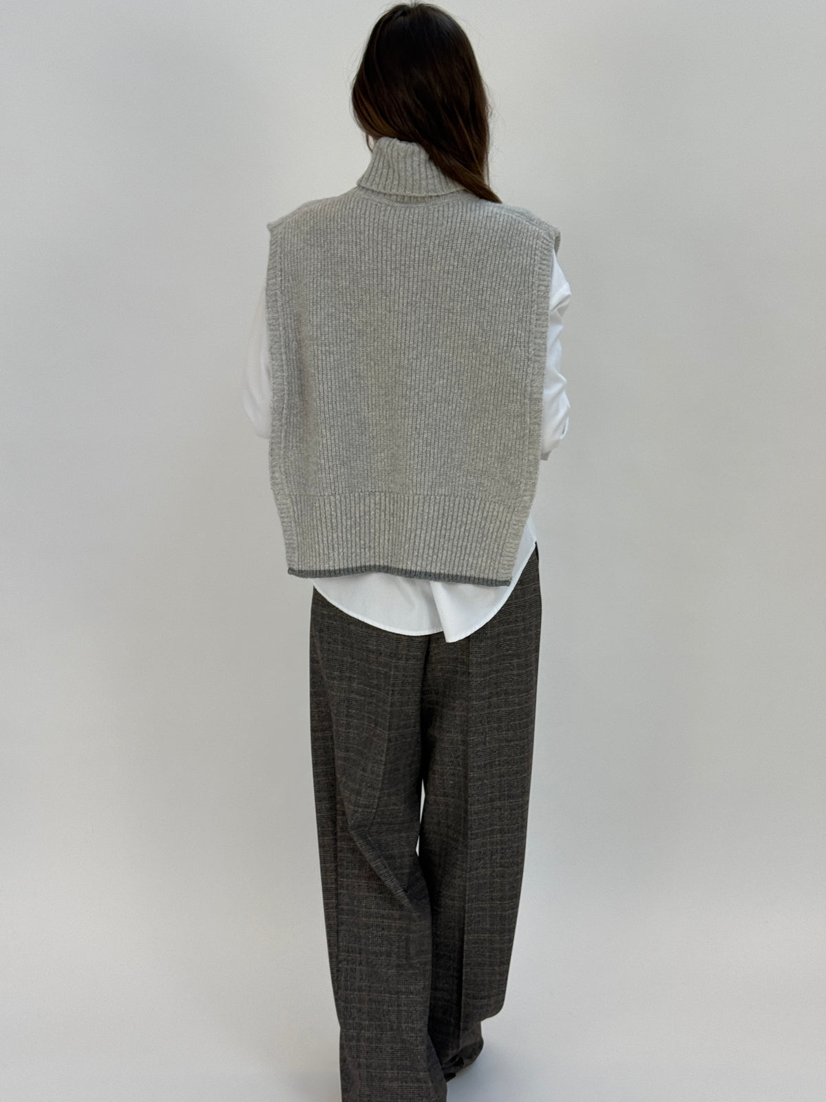 DAV02 Gilet collo alto - 14 PERLA-GRIGIO