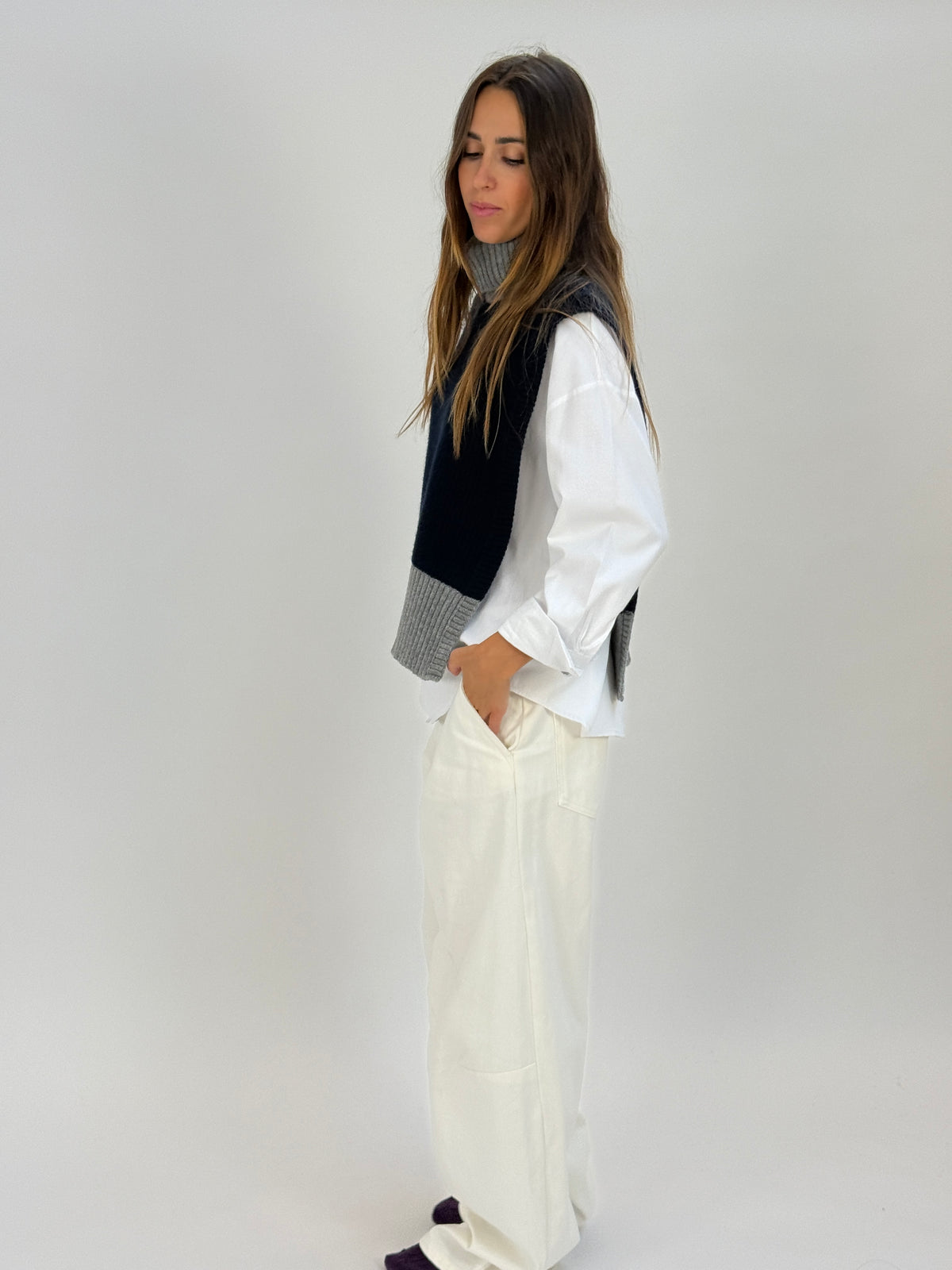 DAV04 Gilet bicolore - 17 GRIGIO-BLU