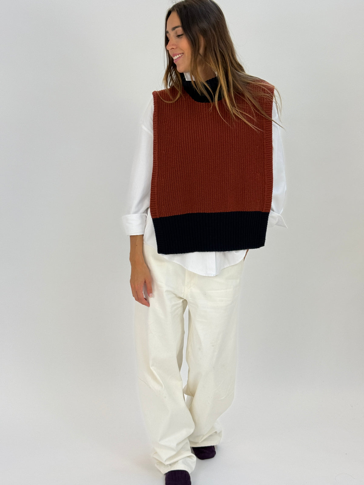 DAV04 Gilet bicolore - 18 BLU-BRUCIATO