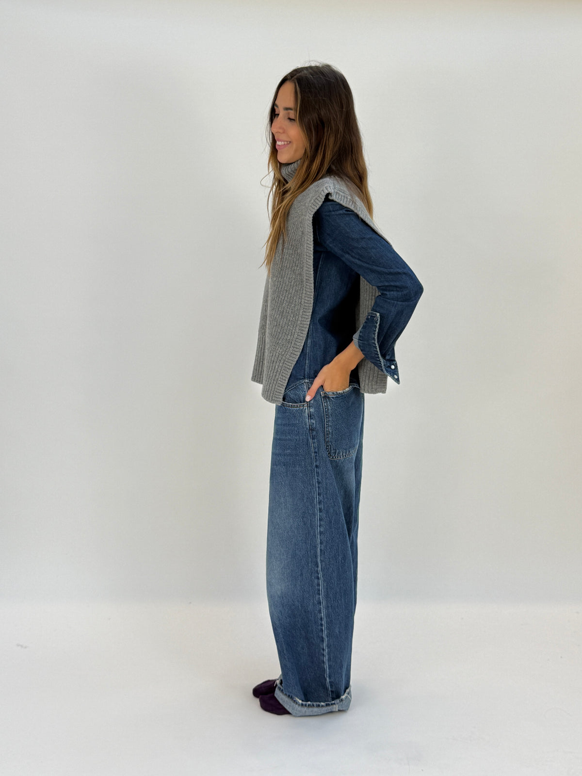 DAV01 Gilet collo alto - 04 GRIGIO