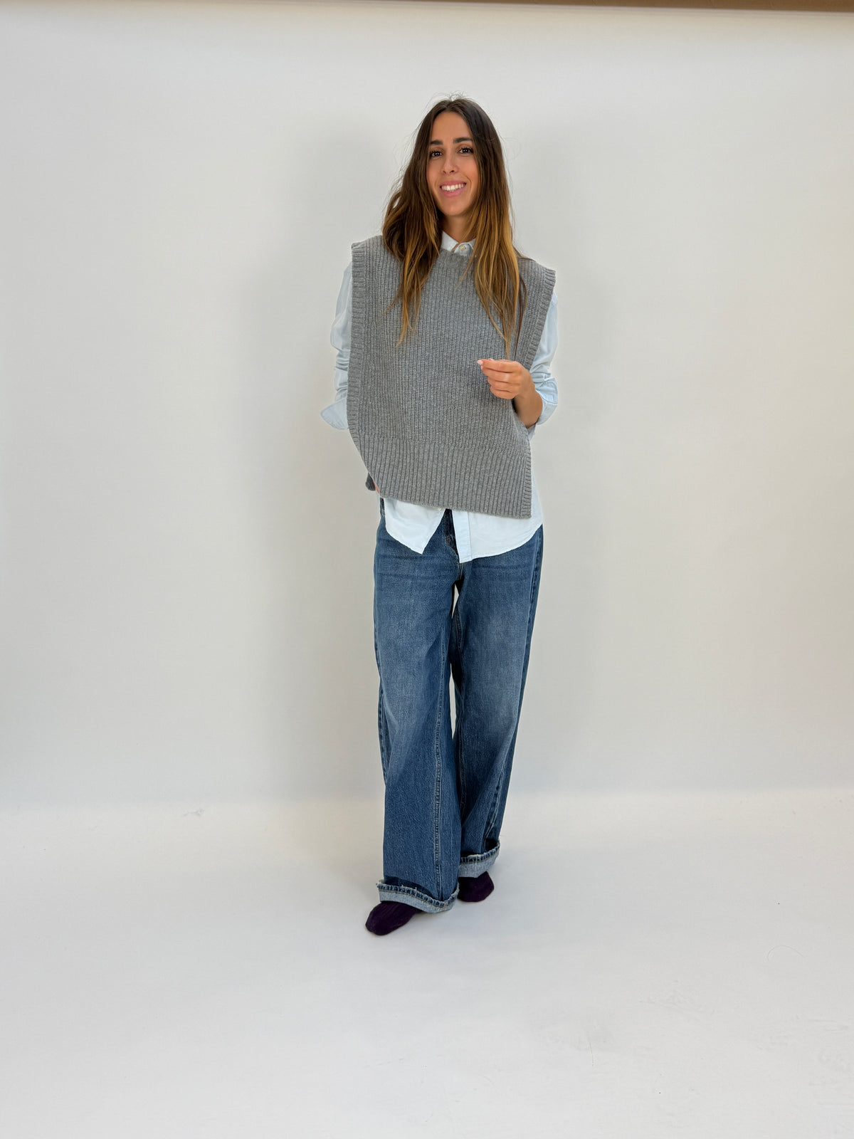 DAV01G Gilet girocollo - 04 GRIGIO
