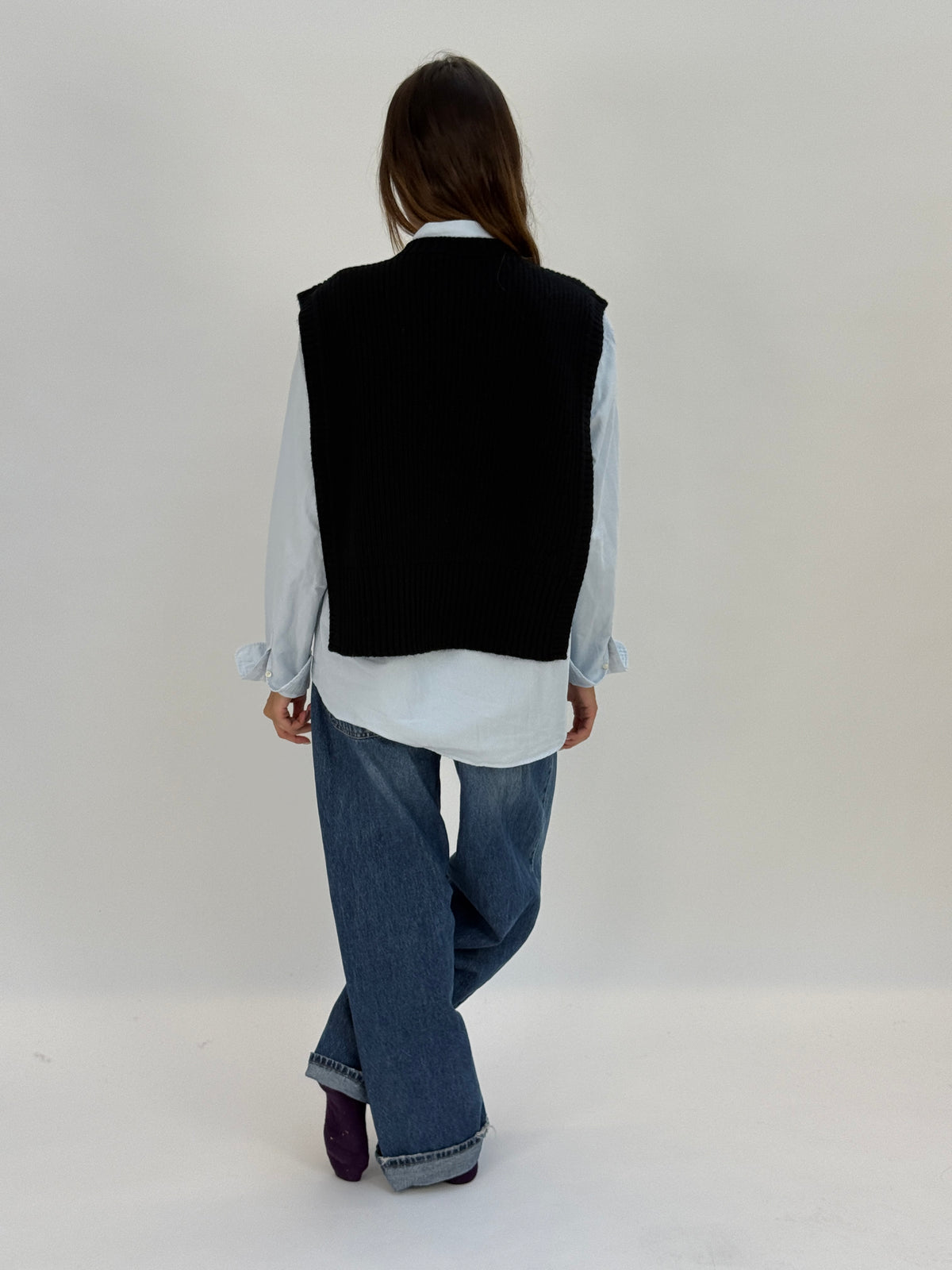DAV01G Gilet girocollo - 09 NERO