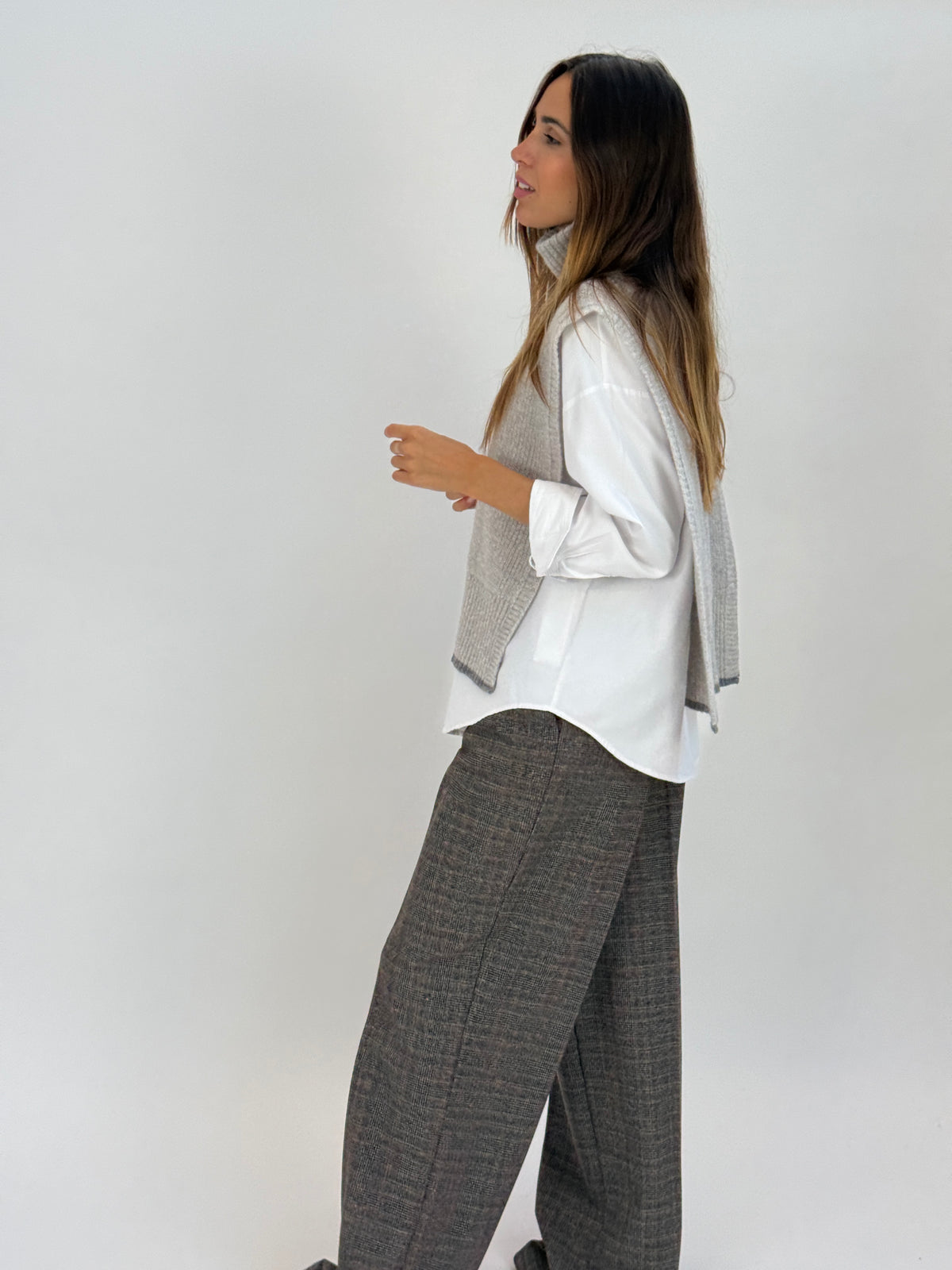 DAV02 Gilet collo alto - 14 PERLA-GRIGIO