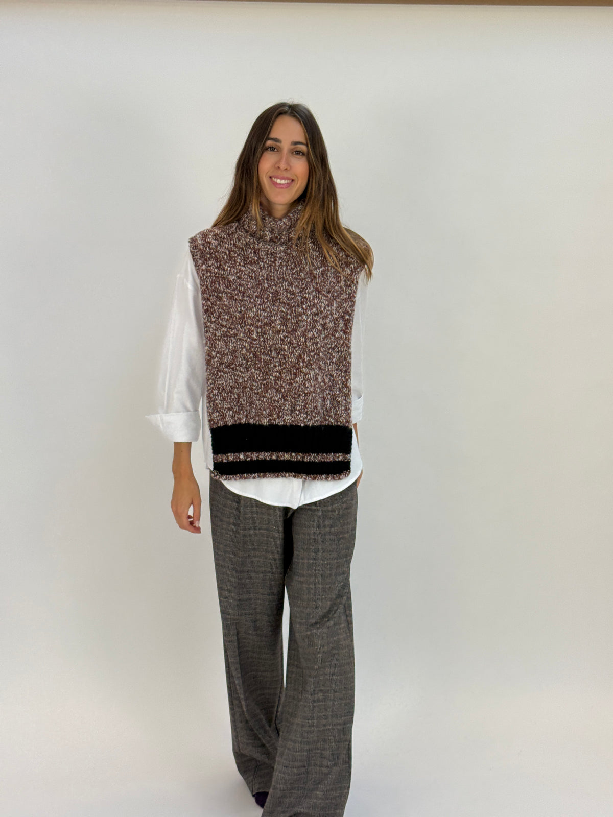 DAV03 Gilet melange - 15 BRUCIATO-NERO