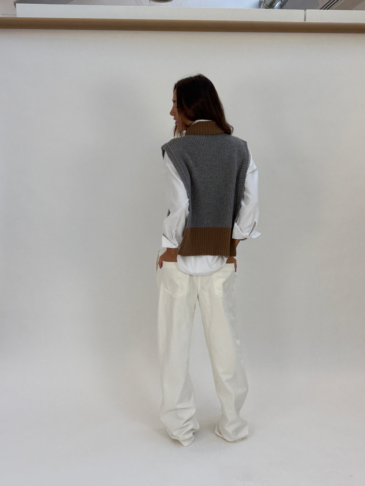 DAV04 Gilet bicolore - 19 CAMMELLO-GRIGIO