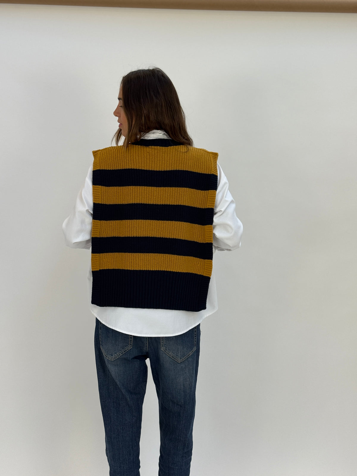 DAV05RG Gilet righe girocollo - 23 BLU-ORO