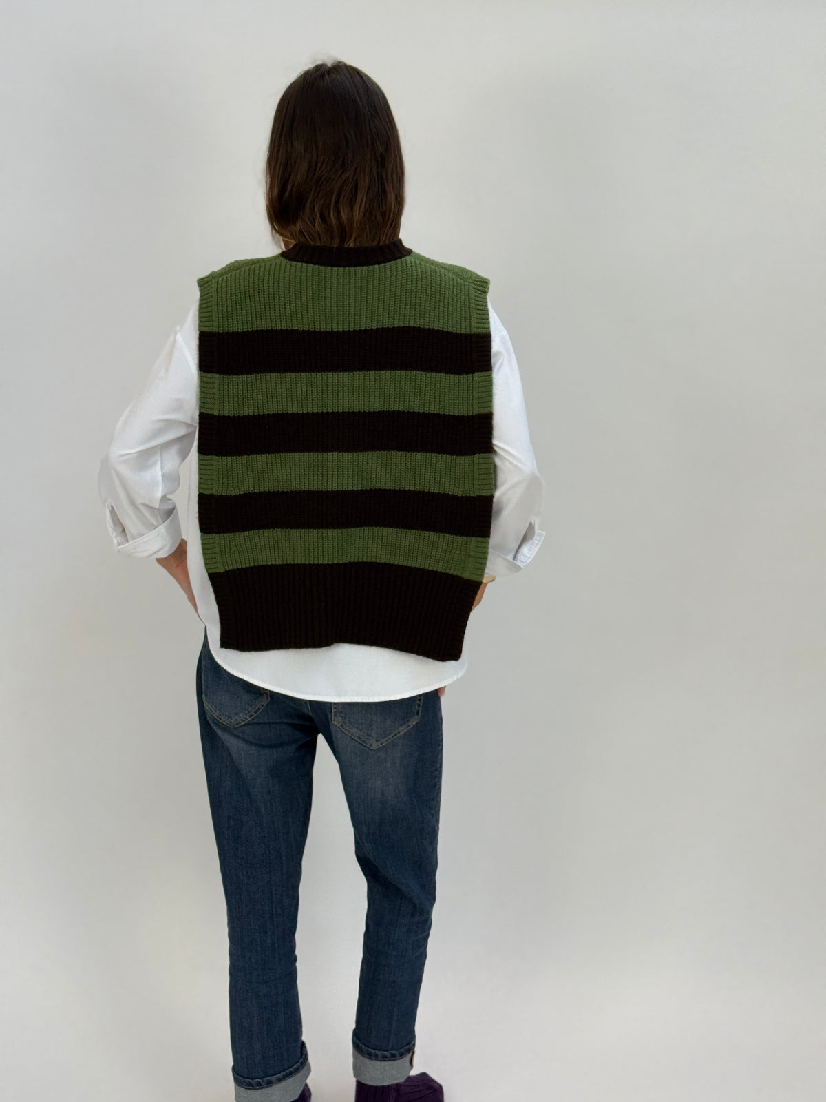 DAV05RG Gilet righe girocollo - 24 EBANO-SOTTOBOSCO