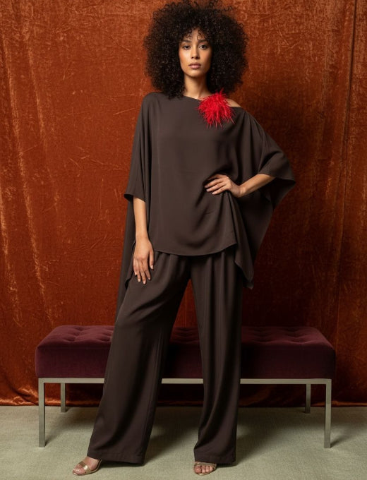 BLUSA SETA CIOCCOLATO